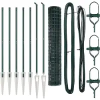 vidaXL Euro-hek met grondpennen 10 x 1,5 m PVC-Coated Staal Groen Mesh