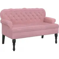 vidaXL Bankje met rugleuning 119,5x64,5x75 cm fluweel roze