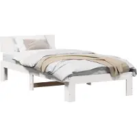 vidaXL Bedframe met hoofdeinde Wit 90 x 190 cm Massief grenenhout