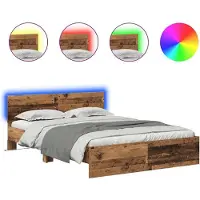 vidaXL Bedframe met hoofdeinde Oud Hout 160 x 200 cm Bewerkt hout