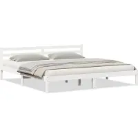 vidaXL Bedframe Wit 225,5 x 185,5 x 69,5 cm Massief vurenhout