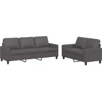 vidaXL 2-delige Loungeset met kussens kunstleer grijs
