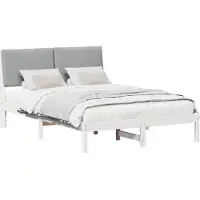 vidaXL Bedframe Wit en lichtgrijs 160 x 200 cm Massief grenenhout