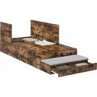 vidaXL Opbergbedframe met lade Rook Eiken 100 cm Bewerkt hout