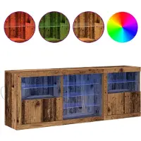 vidaXL LED Dressoir Oudhout 181,5 x 37 x 67 cm Bewerkt hout