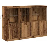 vidaXL LED Dressoir Oud hout 142,5 x 37 x 100 cm Bewerkt hout