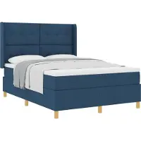 vidaXL Boxspringbed met hoofdeinde, blauw, 140 x 200 cm, stof