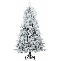 vidaXL Kunstkerstboom met Scharnier en Sneeuw Vilt Wit 150 cm