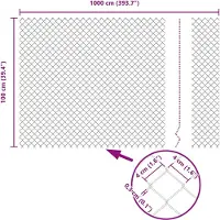vidaXL gaashek met palen, 10 x 1 meter, PVC-coating, staal