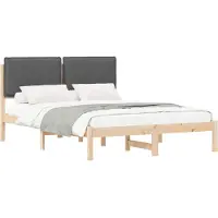 vidaXL Bedframe met Gevoerde Hoofdbord Donkergrijs 120 x 190 cm
