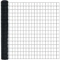 vidaXL Euro-hek met grondpennen 10 x 1,6 m PVC-Coated Staal Grijs Mesh