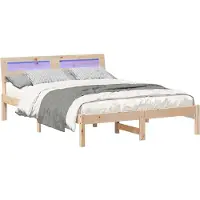 vidaXL Bedframe met hoofdeinde Bruin 140 x 190 cm Massief grenenhout