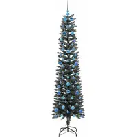 vidaXL - Kunstkerstboom - met - 300 - LED - Groen - 210 - cm - PVC - en - Plastic - en - Staal