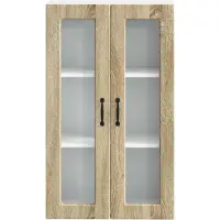 vidaXL Wandkast met glazen deuren, model PORTO, Sonoma-eikenhout, 60 x 31 x 100 cm