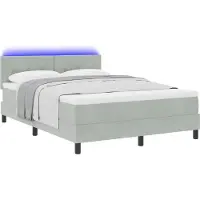 vidaXL LED Box Spring Bed Lichtgrijs 140 x 200 cm Fluweel