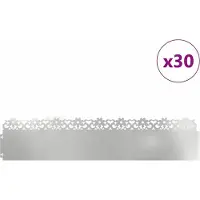 vidaXL Graskanten, 30 stuks, 103 x 0,05 x 22 cm, verzinkt staal, zilver