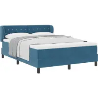 vidaXL Boxspringbed met hoofdeinde, donkerblauw, 140 x 190 cm, fluweel