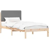 vidaXL Bedframe met Gevoerde Hoofdbord Lichtgrijs 75 x 190 cm