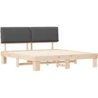 vidaXL Bedframe met Gevoerde Hoofdbord Donkergrijs 200 x 200 cm