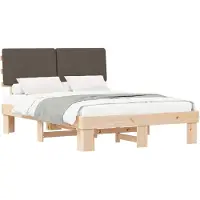 vidaXL Bedframe met Gevoerde Hoofdbord Taupe 150 x 200 cm