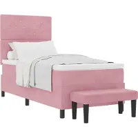 vidaXL Boxspringbed met hoofdeinde, roze, 190 x 90 cm, fluweel