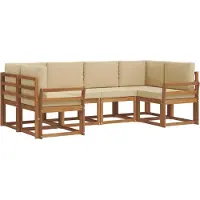 vidaXL Buiten bank set 6 st Natuurlijk en Beige