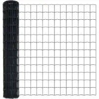 vidaXL Euro-hek met betonnen voetstuk 25 x 1 m PVC-Coated Staal Grijs