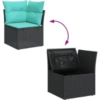 vidaXL 11-delige Loungeset met kussens poly rattan zwart