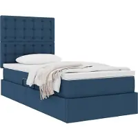 vidaXL Opslag bed met matras met hoofdeinde Blauw 100 x 200 cm Stof