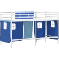 vidaXL Bunkbed voor kinderen met gordijnen Wit en Blauw 100 x 190 cm