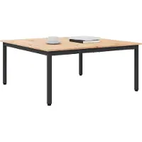vidaXL Salontafel Naturel 100 x 100 x 45 cm Massief grenenhout