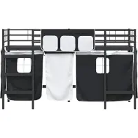 vidaXL Bunkbed voor kinderen met gordijnen Effen Zwart 90 x 190 cm