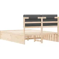 vidaXL Bedframe met Gevoerde Hoofdbord Donkergrijs 135 x 190 cm