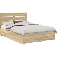vidaXL Bedframe met lade Sonoma Eik 150 x 200 cm Bewerkt hout
