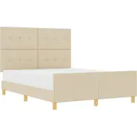 vidaXL Bedframe met hoofdeinde Crème 160 x 200 cm Stof