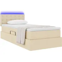 vidaXL LED-bed met opbergruimte en matras, crème, 100 x 200 cm, stof