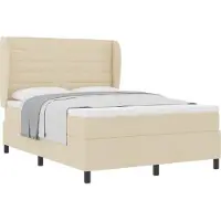 vidaXL Boxspring bed met matras met hoofdeinde Crème 140 x 190 cm Stof