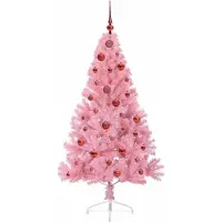 vidaXL Kunststof Voorverlichte Kerstboom met 150 LED Roze 150 cm PVC