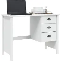 vidaXL Bureau met lades HILL Wit 100 x 45 x 74 cm Massief grenenhout