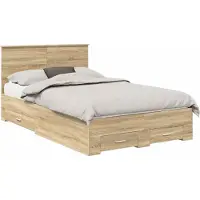 vidaXL Bedframe met lade Sonoma Eik 120 x 200 cm Bewerkt hout