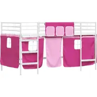 vidaXL Bunkbed voor kinderen met gordijnen Wit en roze 100 x 200 cm