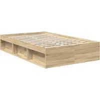 vidaXL Bedframe met hoofdeinde Sonoma 120 x 190 cm Massief grenenhout