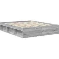 vidaXL Bedframe, grijze Sonoma kleur, 160 x 200 cm, massief grenenhout