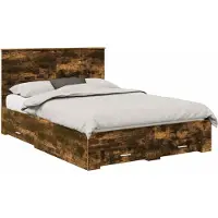 vidaXL Bedframe met lade Rook Eiken 140 x 190 cm Bewerkt hout