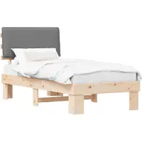 vidaXL Bedframe met Gevoerde Hoofdbord Lichtgrijs 100 x 200 cm