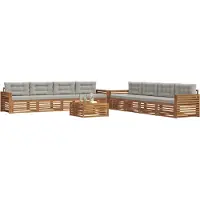 vidaXL Buiten bank set 9 st Natuurlijk en Licht Grijs