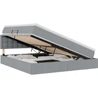 vidaXL LED-bed met opbergruimte en matras, lichtgrijs, 160 x 200 cm, met stoffen bekleding