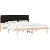 vidaXL Bedframe met Gevoerde Hoofdbord Zwart 200 x 200 cm