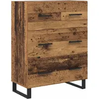 vidaXL Highboard 2 st Oudhout 69,5 x 34 x 180 cm Bewerkt hout en glas