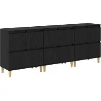vidaXL Dressoirs 3 st Zwart Eiken 60 x 35 x 70 cm Bewerkt hout